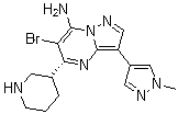 结构式 CAS# 891494-63-6, 6-溴-3-(1-甲基-1H-吡唑-4-基)-5-(3R)-3-哌啶基吡唑并[1,5-a]嘧啶-7-胺