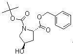 N-(叔丁氧羰基)-4-羟基脯氨酸苄酯分子结构 (CAS 89813-47-8)