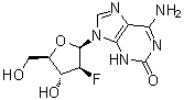 6-Amino-9-(2-deoxy-2-fluoro-beta-D-arabinofuranosyl)-1,9-dihydro-2H-purin-2-one molecular structure (CAS 899827-82-8)