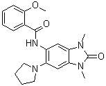structure of CAS# 900305-37-5, N-[2,3-Dihydro-1,3-dimethyl-2-oxo-6-(1-pyrrolidinyl)-1H-benzimidazol-5-yl]-2-methoxybenzamide