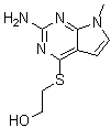 2-[(2-Amino-7-methyl-7H-pyrrolo[2,3-d]pyrimidin-4-yl)thio]ethanol molecular structure (CAS 90065-74-0)