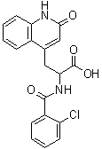 结构式 CAS# 90098-06-9, alpha-[(2-氯苯甲酰基)氨基]-1,2-二氢-2-氧代-4-喹啉丙酸