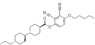 [trans(trans)]-4'-Propyl-[1,1'-bicyclohexyl]-4-carboxylic acid 2,3-dicyano-4-(pentyloxy)phenyl ester molecular structure (CAS 90681-46-2)