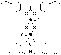 Bis[N,N-bis(2-ethylhexyl)carbamodithioato]dioxodi-mu-thioxodi-molybdenum molecular structure (CAS 90901-24-9)