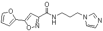 structure of CAS# 909089-13-0, 5-(2-Furanyl)-N-[3-(1H-imidazol-1-yl)propyl]-3-isoxazolecarboxamide;SKL 2001