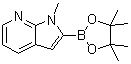structure of CAS# 912331-71-6, 1-Methyl-1H-pyrrolo[2,3-b]pyridine-2-boronic acid pinacol ester;1-Methyl-2-(4,4,5,5-tetramethyl-[1,3,2]dioxaborolan-2-yl)-1H-pyrrolo[2,3-b]pyridine