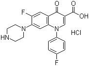 structure of CAS# 91296-87-6, Sarafloxacin hydrochloride;6-Fluoro-1-(4-fluorophenyl)-4-oxo-7-piperazin-1-ylquinoline-3-carboxylic acid hydrochloride