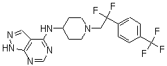N-[1-[2,2-Difluoro-2-[4-(trifluoromethyl)phenyl]ethyl]-4-piperidinyl]-1H-pyrazolo[3,4-d]pyrimidin-4-amine molecular structure (CAS 913574-42-2)