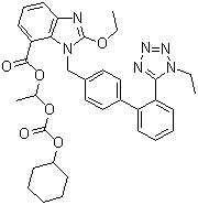 structure of CAS# 914613-35-7, 1H-1-Ethyl Candesartan Cilexetil;2-Ethoxy-1-[[2'-(1-ethyl-1H-tetrazol-5-yl)[1,1'-biphenyl]-4-yl]methyl]- 1H-benzimidazole-7-carboxylic acid 1-[[(cyclohexyloxy)carbonyl]oxy]ethyl ester