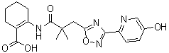 structure of CAS# 917910-45-3, MK 6892;2-[[3-[3-(5-Hydroxy-2-pyridinyl)-1,2,4-oxadiazol-5-yl]-2,2-dimethyl-1-oxopropyl]amino]-1-cyclohexene-1-carboxylic acid