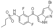 结构式 CAS# 918504-27-5, N-[3-[(5-溴-1H-吡咯并[2,3-b]吡啶-3-基)羰基]-2,4-二氟苯基]-1-丙烷磺酰胺