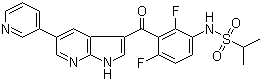 structure of CAS# 918505-61-0, N-[2,4-Difluoro-3-[[5-(3-pyridinyl)-1H-pyrrolo[2,3-b]pyridin-3-yl]carbonyl]phenyl]-2-propanesulfonamide