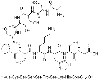 L-Alanyl-L-cysteinyl-L-seryl-L-seryl-L-seryl-L-prolyl-L-seryl-L-lysyl-L-histidyl-L-cysteinylglycine molecular structure (CAS 918629-48-8)