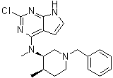 2-Chloro-N-methyl-N-[(3R,4R)-4-methyl-1-(phenylmethyl)-3-piperidinyl]-7H-pyrrolo[2,3-d]pyrimidin-4-amine molecular structure (CAS 923036-25-3)