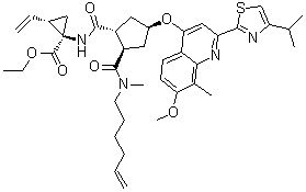 (1R,2S)-2-Ethenyl-1-[[[(1R,2R,4R)-2-[(5-hexen-1-ylmethylamino)carbonyl]-4-[[7-methoxy-8-methyl-2-[4-(1-methylethyl)-2-thiazolyl]-4-quinolinyl]oxy]cyclopentyl]carbonyl]amino]cyclopropanecarboxylic acid ethyl ester molecular structure (CAS 923604-56-2)