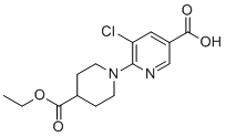 结构式 CAS# 931395-73-2, 5-氯-6-[4-(乙氧羰基)哌啶基]烟酸