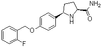 structure of CAS# 934240-30-9, Raxatrigine;(2S,5R)-5-[4-[(2-Fluorophenyl)methoxy]phenyl]-2-pyrrolidinecarboxamide; CNV 1014802