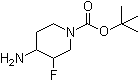 structure of CAS# 934536-10-4, 1-(tert-Butyloxycarbonyl)-3-fluoro-4-aminopiperidine