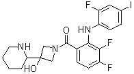 1-[[3,4-Difluoro-2-[(2-fluoro-4-iodophenyl)amino]phenyl]carbonyl]-3-(piperidin-2-yl)azetidin-3-ol molecular structure (CAS 934662-91-6)