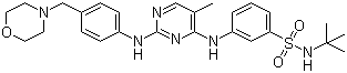 N-(tert-Butyl)-3-[[5-methyl-2-[[4-(4-morpholinylmethyl)phenyl]amino]-4-pyrimidinyl]amino]benzenesulfonamide molecular structure (CAS 936091-15-5)
