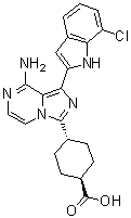 反式-4-[8-氨基-1-(7-氯-1H-吲哚-2-基)咪唑并[1,5-a]吡嗪-3-基]环己烷羧酸分子结构 (CAS 936889-68-8)