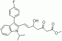 结构式 CAS# 93957-52-9, (E)-7-[3-(4-氟苯基)-1-(1-甲基乙基)-吲哚-2-基]-3-羟基-5-氧代庚-6-烯酸甲酯
