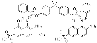 5,5'-[(1-Methylethylidene)bis(4,1-phenyleneoxysulfonyl-2,1-phenyleneazo)]bis[6-amino-4-hydroxy-2-naphthalenesulfonic acid] sodium salt molecular structure (CAS 93981-71-6)