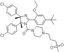 结构式 CAS# 939981-39-2, [(4R,5S)-4,5-双(4-氯苯基)-2-[4-(1,1-二甲基乙基)-2-乙氧基苯基]-4,5-二氢-4,5-二甲基-1H-咪唑-1-基][4-[3-(甲磺酰基)丙基]-1-哌嗪基]甲酮