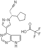 (betaR)-beta-Cyclopentyl-4-(7H-pyrrolo[2,3-d]pyrimidin-4-yl)-1H-pyrazole-1-propanenitrile 2,2,2-trifluoroacetate molecular structure (CAS 941678-50-8)