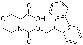 structure of CAS# 942153-03-9, (3R)-3,4-Morpholinedicarboxylic acid 4-(9H-fluoren-9-ylmethyl) ester