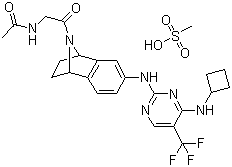 N-[2-[(1R,4S)-6-[[4-(Cyclobutylamino)-5-(trifluoromethyl)-2-pyrimidinyl]amino]-1,2,3,4-tetrahydronaphthalen-1,4-imin-9-yl]-2-oxoethyl]acetamide methanesulfonate (1:1) molecular structure (CAS 942487-63-0)