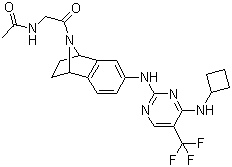 N-[2-[6-[[4-(Cyclobutylamino)-5-(trifluoromethyl)-2-pyrimidinyl]amino]-1,2,3,4-tetrahydronaphthalen-1,4-imin-9-yl]-2-oxoethyl]acetamide molecular structure (CAS 942490-07-5)