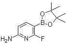 structure of CAS# 944401-67-6, 2-Amino-6-fluoropyridine-5-boronic acid pinacol ester;6-Fluoro-5-(4,4,5,5-tetramethyl-1,3,2-dioxaborolan-2-yl)pyridin-2-amine