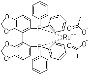 结构式 CAS# 944450-48-0, 二乙酸根[(R)-(+)-5,5'-双(二苯基膦)-4,4'-联-1,3-苯并二恶茂]钌(II)