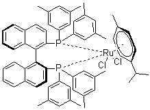 Chloro[(S)-(-)-2,2'-bis[di(3,5-xylyl)phosphino]-1,1'-binaphthyl](p-cymene)ruthenium(II) chloride molecular structure (CAS 944451-25-6)