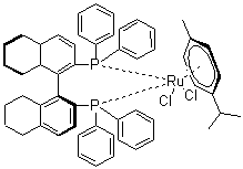 结构式 CAS# 944451-27-8, [(S)-(+)-2,2'-双(二苯基膦)-5,5',6,6',7,7',8,8'-八氢-1,1'-联萘基](对伞花烃)二氯化钌