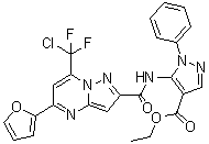 structure of CAS# 944547-46-0, Mycro 3;5-[[[7-(Chlorodifluoromethyl)-5-(2-furanyl)pyrazolo[1,5-a]pyrimidin-2-yl]carbonyl]amino]-1-phenyl-1H-pyrazole-4-carboxylic acid ethyl ester
