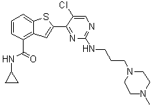 2-[5-Chloro-2-[[3-(4-methyl-1-piperazinyl)propyl]amino]-4-pyrimidinyl]-N-cyclopropylbenzo[b]thiophene-4-carboxamide molecular structure (CAS 946518-61-2)