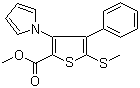 结构式 CAS# 947598-69-8, 5-(甲硫基)-4-苯基-3-(1H-吡咯-1-基)-2-噻吩甲酸甲酯