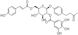 4-[4-[[6-O-[3-(4-羟基苯基)-1-氧代-2-丙烯-1-基]-2-O-(3,4,5-三羟基苯甲酰基)-beta-D-吡喃葡萄糖基]氧基]苯基]-2-丁酮分子结构 (CAS 949488-79-3)