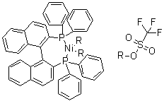 (SP-4-2)-[1,1'-(1R)-[1,1'-Binaphthalene]-2,2'-diylbis[1,1-diphenylphosphine]]bis(1,1,1-trifluoromethanesulfonato)nickel molecular structure (CAS 950508-09-5)