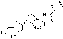 N-[7-(2-Deoxy-beta-D-erythro-pentofuranosyl)-7H-pyrrolo[2,3-d]pyrimidin-4-yl]benzamide molecular structure (CAS 95261-09-9)