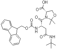 (betaS,4S)-4-Carboxy-beta-[[(9H-fluoren-9-ylmethoxy)carbonyl]amino]-2,2-dimethyl-gamma-oxo-3-oxazolidinebutanoic acid 3-(1,1-dimethylethyl) ester molecular structure (CAS 955048-92-7)