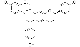 (2R)-3,4-Dihydro-6-[3-(4-hydroxy-2-methoxyphenyl)-1-(4-hydroxyphenyl)propyl]-2-(4-hydroxyphenyl)-8-methyl-2H-1-benzopyran-7-ol molecular structure (CAS 956103-75-6)
