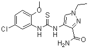 结构式 CAS# 957485-64-2, 4-[[[(5-氯-2-甲氧基苯基)氨基]硫代甲酰]氨基]-1-乙基-1H-吡唑-3-甲酰胺