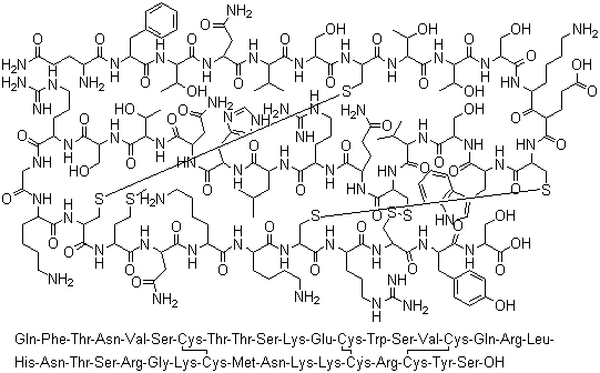structure of CAS# 95751-30-7, Charybdotoxin;Charybdotoxin (Leiurus quinquestriatus hebraeus)