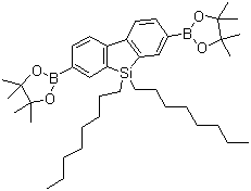 结构式 CAS# 958293-23-7, 9,9-二辛基-9H-9-硅杂芴-2,7-双(硼酸频哪醇酯)