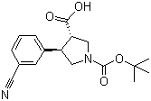 structure of CAS# 959580-33-7, (3S,4R)-1-Boc-4-(3-cyanophenyl)pyrrolidine-3-carboxylic acid;Boc-(3S,4R)-beta-Pro-4-(3-cyanophenyl)-OH