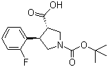 structure of CAS# 959581-02-3, (3S,4R)-1-Boc-4-(2-fluorophenyl)pyrrolidine-3-carboxylic acid;Boc-(3S,4R)-beta-Pro-4-(2-fluorophenyl)-OH