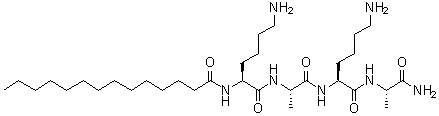结构式 CAS# 959610-24-3, N2-(1-氧代十四烷基)-L-赖氨酰-L-丙氨酰-L-赖氨酰-L-丙氨酰胺